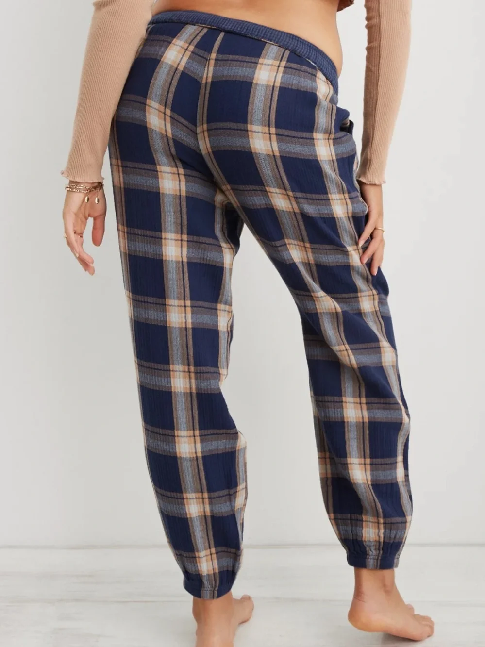 Aerie Soft Gauze Plaid Pajama Joggers